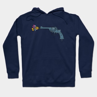 Revolver with a barrel blocked by flowers Hoodie